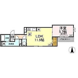 セレスティア扇VI 1LDKの間取図画像