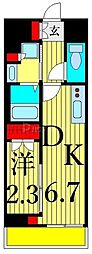 リアン・シエルブルー田端 1DKの間取図画像