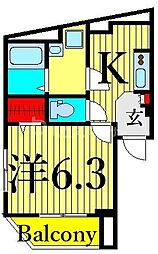 アクアグレイス千駄木 1Kの間取図画像