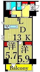 コンシェリア東京入谷ステーションフロント 2LDKの間取図画像