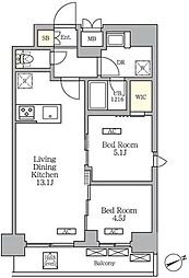 グランエール西日暮里SOUTH 2LDKの間取図画像