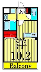 リバーパークK ワンルームの間取図画像