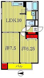 ルミエールA 2LDKの間取図画像