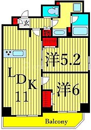 ティモーネ上野の森ノース 2LDKの間取図画像