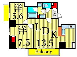 HF田端レジデンス 2LDKの間取図画像