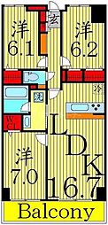ロイヤルパークスシーサー 3LDKの間取図画像