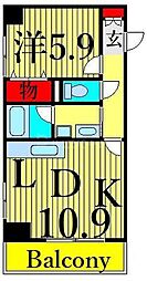 プロスペクト入谷 1LDKの間取図画像