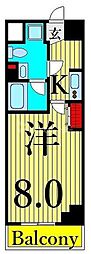 メインテラスウエノ 1Kの間取図画像
