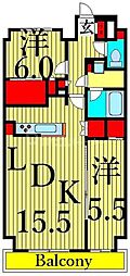 スプランディッド西日暮里 2LDKの間取図画像