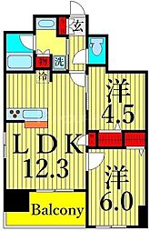 ジェノヴィア浅草2スカイガーデン 2LDKの間取図画像