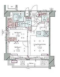 コンシェリア町屋 2LDKの間取図画像