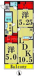 サンモールウチデ 2LDKの間取図画像