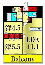 ONE ROOF RESIDENCE NISHINIPPORI 2LDKの間取図画像