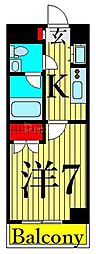 プレール・ドゥーク東京EAST3 1Kの間取図画像