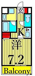 レフィールオーブ町屋駅前 1Kの間取図画像