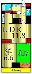 プライムアーバン町屋サウスコート 2LDKの間取図画像