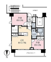 リビオレゾン三ノ輪パークフロント 2LDKの間取図画像