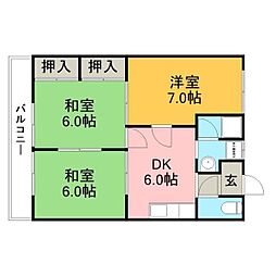 メゾンソレイユ 3DKの間取図画像