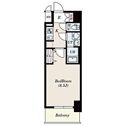 JR中央本線 金山駅 徒歩9分の賃貸マンション 8階1Kの間取り