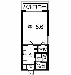グランドエル志賀 1Kの間取図画像