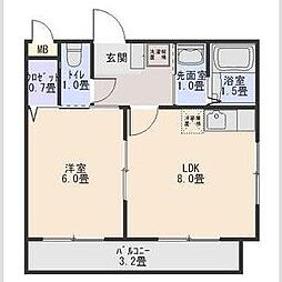 エクセル・フルール 1LDKの間取図画像