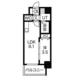SOLメイクス新栄 1LDKの間取図画像