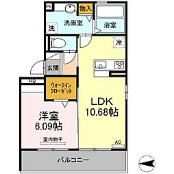 セレーノ十一番 1LDKの間取図画像