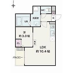 Jack atsutakoshinV 1LDKの間取図画像