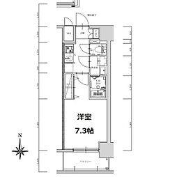 S-RESIDENCE亀島駅前ascent 1Kの間取図画像