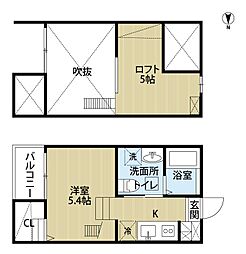 Jeunesse石場 1Kの間取図画像