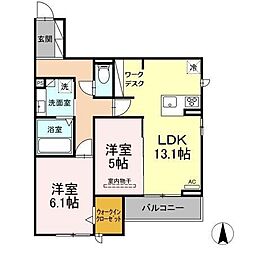 フューカスト 2LDKの間取図画像