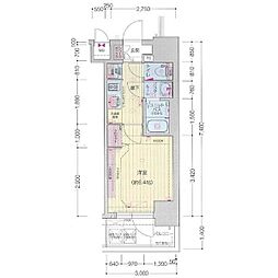 プレリス太閤通セルシア 1Kの間取図画像