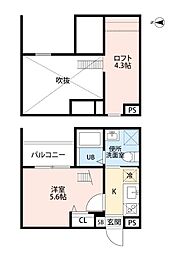 CRASTINE高畑 1Kの間取図画像