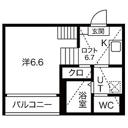 シュクル 1Kの間取図画像