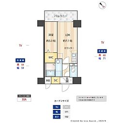 S-RESIDENCE神宮西駅前ascent 1DKの間取図画像