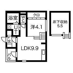 アジュール山王 1SLDKの間取図画像