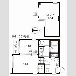 ハーモニーテラス草薙町 2Kの間取図画像