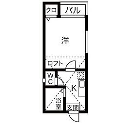 クレードル中村公園 1SKの間取図画像