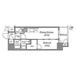 エステムコート名古屋新栄4ネスト 1DKの間取図画像