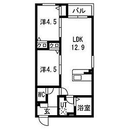 CS名塚 2LDKの間取図画像