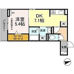 シャルマン並木 1DKの間取図画像