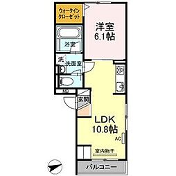 D-room尾頭橋 1LDKの間取図画像