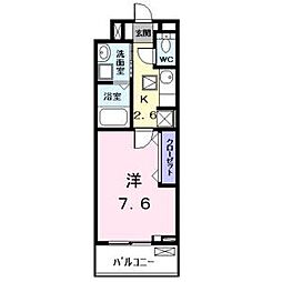 エスポワール2 1Kの間取図画像