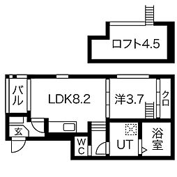 ハーモニーテラス若宮町 1LDKの間取図画像