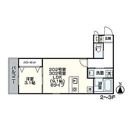 スクエア志賀本通 1LDKの間取図画像