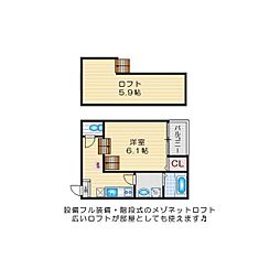 ハーモニーテラス森末町 1Kの間取図画像