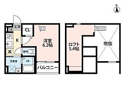 名古屋市営名港線 六番町駅 徒歩10分の賃貸アパート 1階1Kの間取り