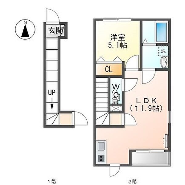 愛知県名古屋市中川区北江町３丁目(賃貸アパート1LDK・2階・40.98㎡)の写真 その2