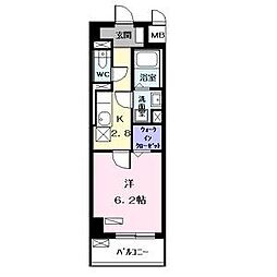 名古屋市営名港線 日比野駅 徒歩8分の賃貸マンション 6階1Kの間取り