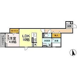 名古屋市営東山線 亀島駅 徒歩4分の賃貸アパート 2階1LDKの間取り